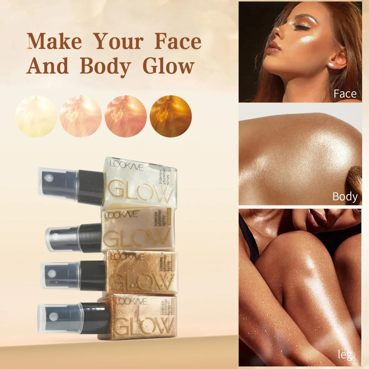 Shimmer Oil Spray Waterproof Long Lasting Moisturizing Gold Bronze Contour Brightening for Face Body Sparkle Liquid Highlighter